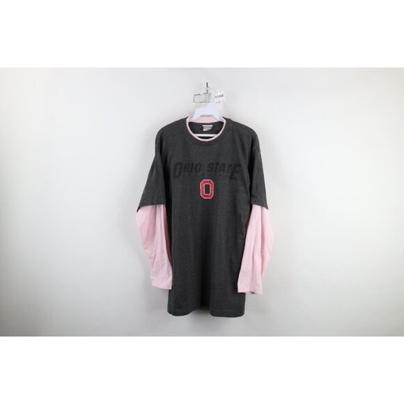 Vtg 90s Womens Large Layered Spell Out Ohio State University Long Sleeve T-Shirt - Picture 1 of 11